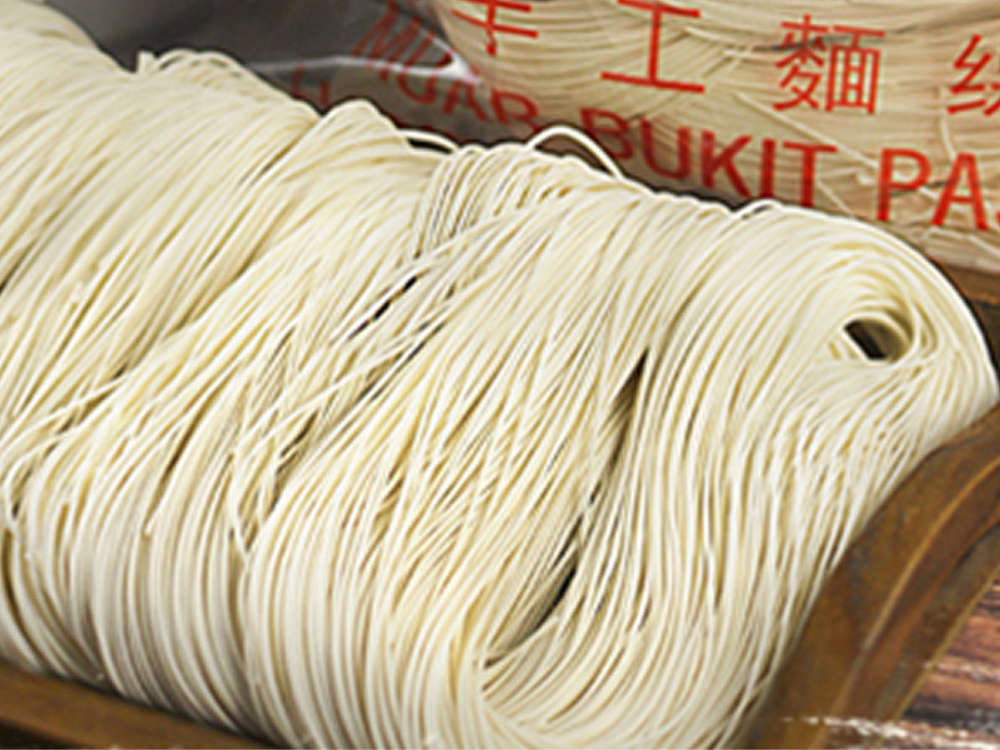 Assorted LJMX mee suah and traditional noodle varieties arranged for wholesale display
